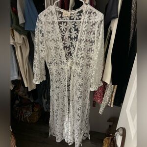 White Floral Sheer Cover-Up